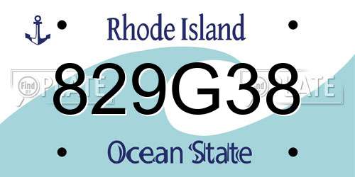 829G38 Rhode Island License Plate