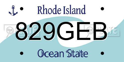 829GEB Rhode Island License Plate