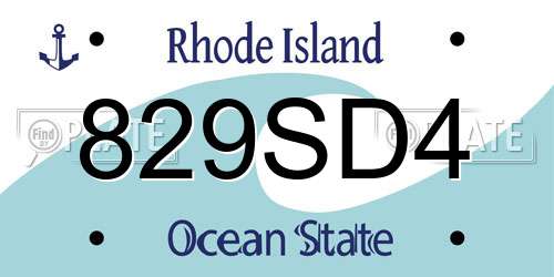 829SD4 Rhode Island License Plate