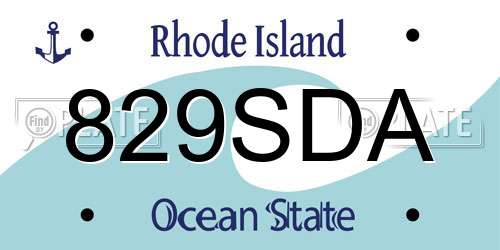 829SDA Rhode Island License Plate