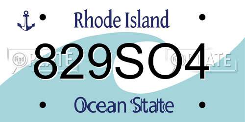 829SO4 Rhode Island License Plate