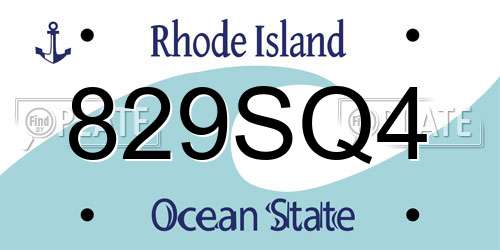 829SQ4 Rhode Island License Plate