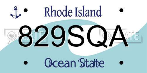 829SQA Rhode Island License Plate