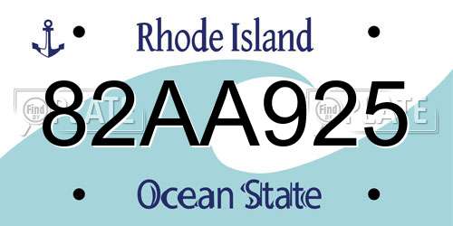 82AA925 Rhode Island License Plate