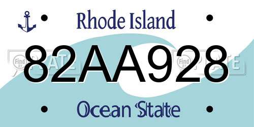 82AA928 Rhode Island License Plate