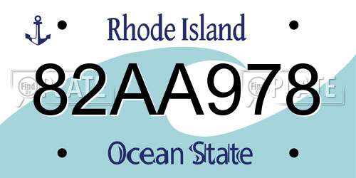 82AA978 Rhode Island License Plate