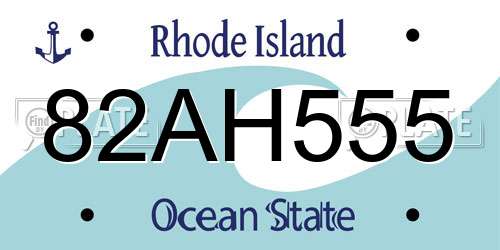 82AH555 Rhode Island License Plate