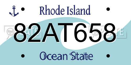 82AT658 Rhode Island License Plate