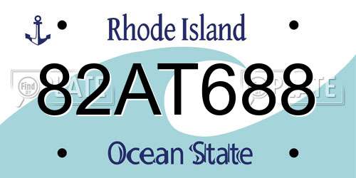 82AT688 Rhode Island License Plate