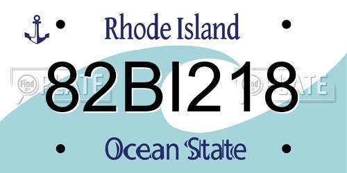 82BI218 Rhode Island License Plate