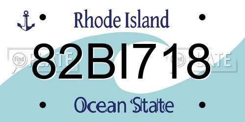 82BI718 Rhode Island License Plate