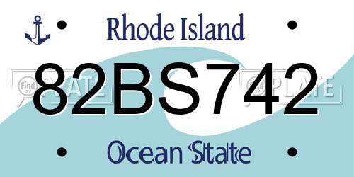 82BS742 Rhode Island License Plate