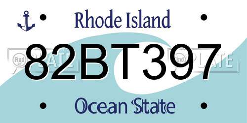 82BT397 Rhode Island License Plate