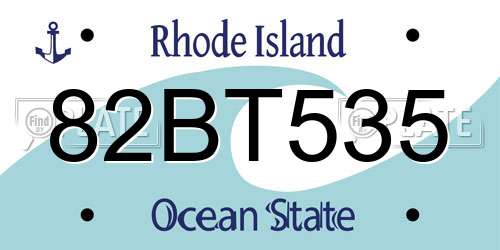 82BT535 Rhode Island License Plate