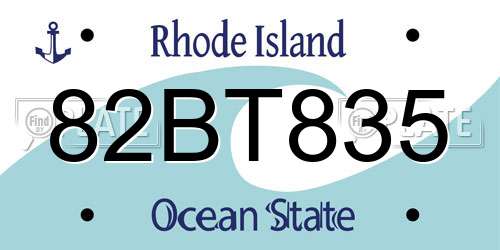 82BT835 Rhode Island License Plate