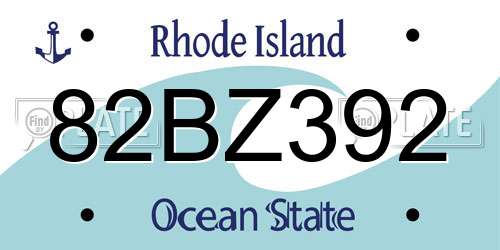 82BZ392 Rhode Island License Plate
