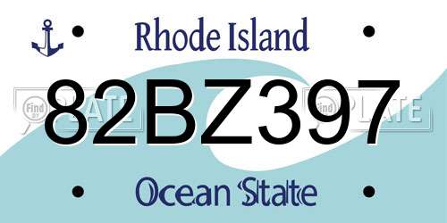 82BZ397 Rhode Island License Plate