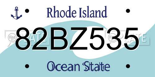 82BZ535 Rhode Island License Plate
