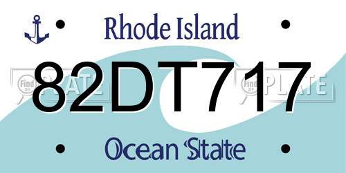 82DT717 Rhode Island License Plate