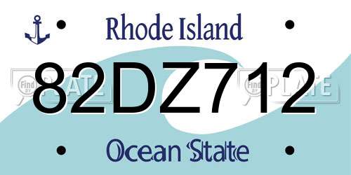 82DZ712 Rhode Island License Plate