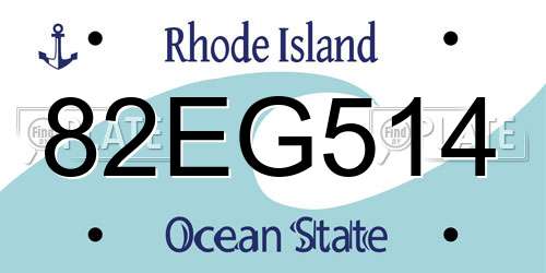 82EG514 Rhode Island License Plate