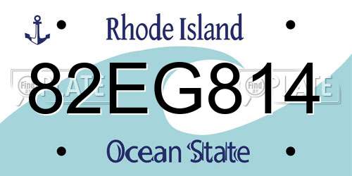 82EG814 Rhode Island License Plate