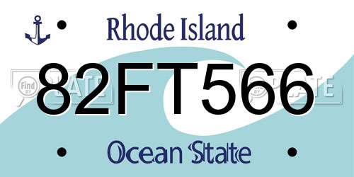 82FT566 Rhode Island License Plate