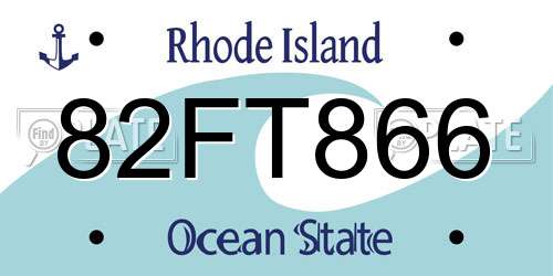 82FT866 Rhode Island License Plate