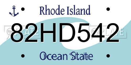 82HD542 Rhode Island License Plate