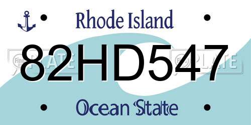 82HD547 Rhode Island License Plate