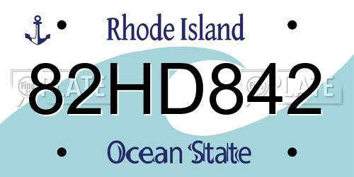 82HD842 Rhode Island License Plate