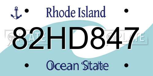82HD847 Rhode Island License Plate