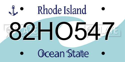 82HO547 Rhode Island License Plate