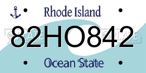 82HO842 Rhode Island License Plate