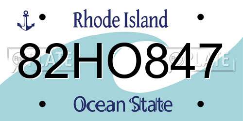 82HO847 Rhode Island License Plate