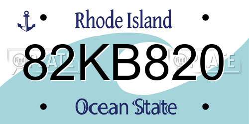 82KB820 Rhode Island License Plate