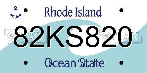 82KS820 Rhode Island License Plate