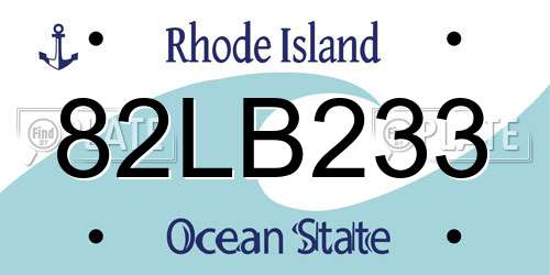 82LB233 Rhode Island License Plate