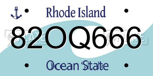 82OQ666 Rhode Island License Plate