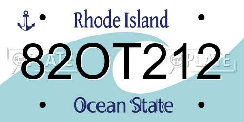 82OT212 Rhode Island License Plate