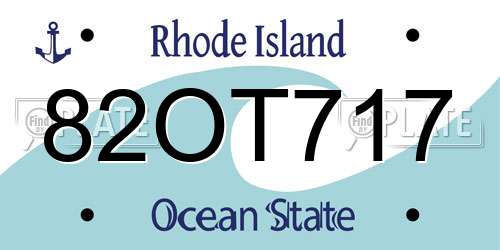 82OT717 Rhode Island License Plate