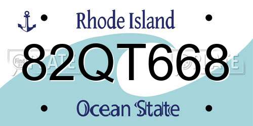 82QT668 Rhode Island License Plate