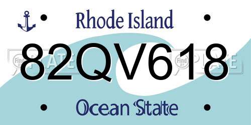 82QV618 Rhode Island License Plate