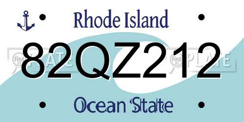 82QZ212 Rhode Island License Plate