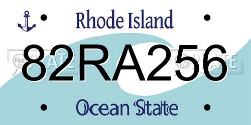 82RA256 Rhode Island License Plate