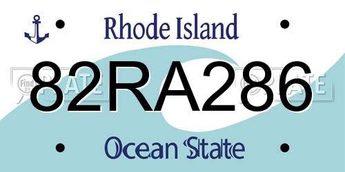 82RA286 Rhode Island License Plate