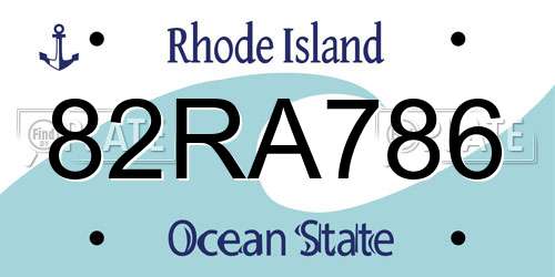 82RA786 Rhode Island License Plate