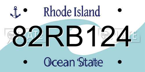 82RB124 Rhode Island License Plate