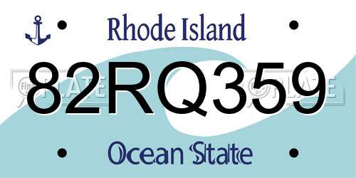 82RQ359 Rhode Island License Plate
