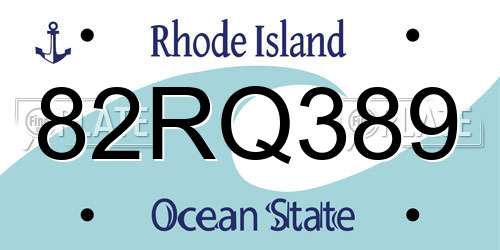 82RQ389 Rhode Island License Plate
